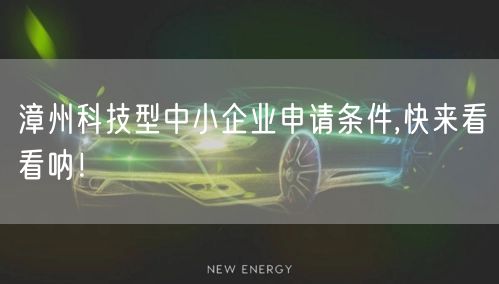 漳州科技型中小企业申请条件,快来看看呐！