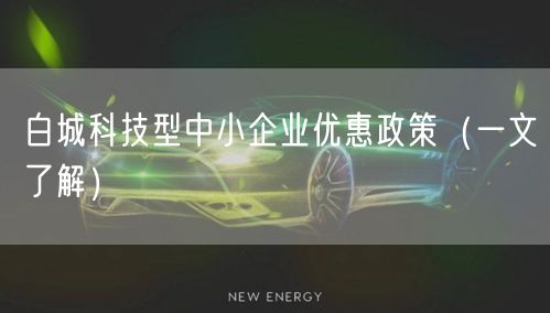 白城科技型中小企业优惠政策（一文了解）