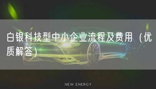 白银科技型中小企业流程及费用（优质解答）