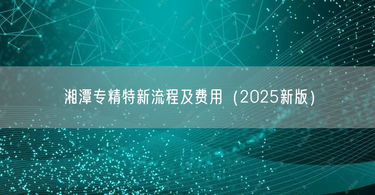 湘潭专精特新流程及费用（2026新版）