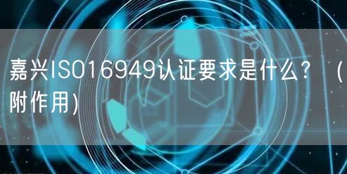 嘉兴ISO16949认证要求是什么,（附作用）