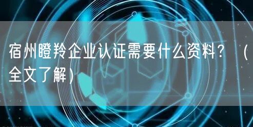 宿州瞪羚企业认证需要什么资料,（全文了解）