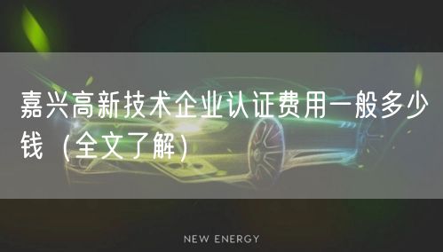 嘉兴高新技术企业认证费用一般多少钱（全文了解）