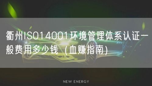 衢州ISO14001环境管理体系认证一般费用多少钱（血赚指南）