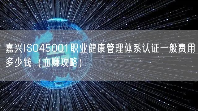 嘉兴ISO45001职业健康管理体系认证一般费用多少钱（血赚攻略）