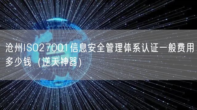 沧州ISO27001信息安全管理体系认证一般费用多少钱（逆天神器）
