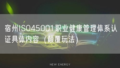 宿州ISO45001职业健康管理体系认证具体内容（颠覆玩法）