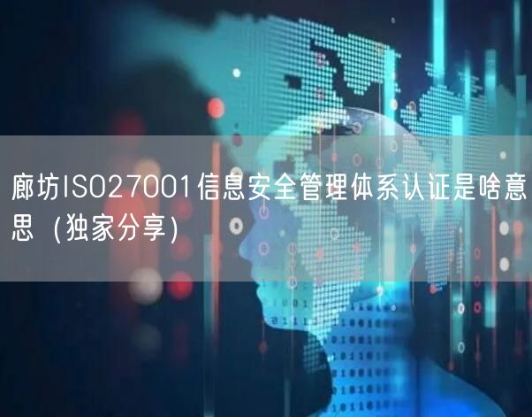 廊坊ISO27001信息安全管理体系认证是啥意思（一文推荐）