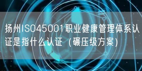 扬州ISO45001职业健康管理体系认证是指什么认证（碾压级方案）