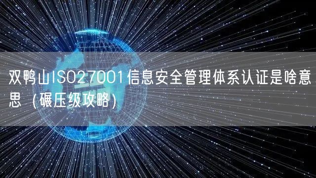 双鸭山ISO27001信息安全管理体系认证是啥意思（碾压级攻略）