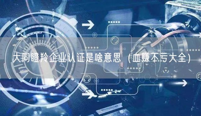大同瞪羚企业认证是啥意思（血赚不亏大全）