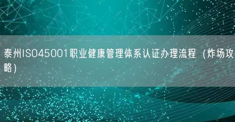 泰州ISO45001职业健康管理体系认证办理流程（炸场攻略）