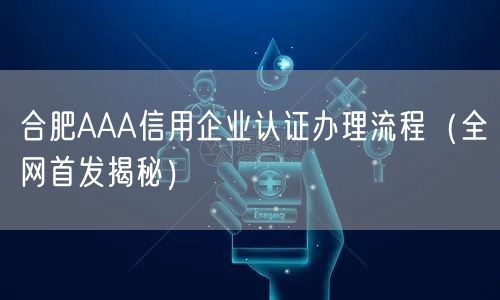 合肥AAA信用企业认证办理流程（全网首发）