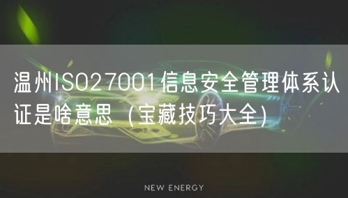 温州ISO27001信息安全管理体系认证是啥意思（宝藏技巧大全）