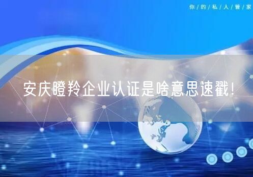 安庆瞪羚企业认证是啥意思速戳！
