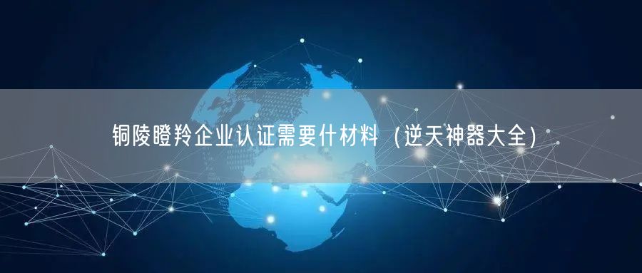 铜陵瞪羚企业认证需要什材料（逆天神器大全）