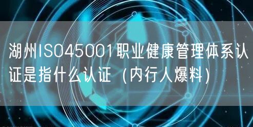 湖州ISO45001职业健康管理体系认证是指什么认证（内行人爆料）