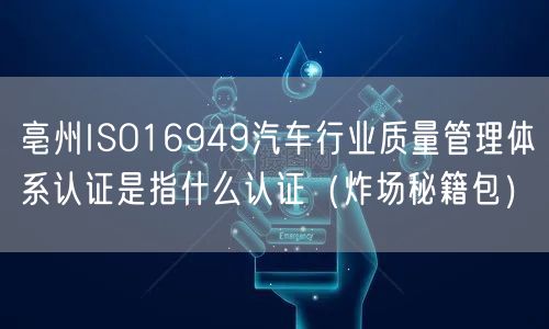亳州ISO16949汽车行业质量管理体系认证是指什么认证（炸场秘籍包）