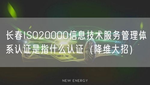 长春ISO20000信息技术服务管理体系认证是指什么认证（降维大招）