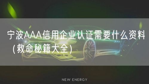 宁波AAA信用企业认证需要什么资料（救命秘籍大全）