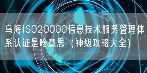 乌海ISO20000信息技术服务管理体系认证是啥意思（神级攻略大全）