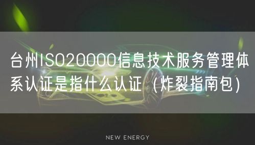 台州ISO20000信息技术服务管理体系认证是指什么认证（炸裂指南包）