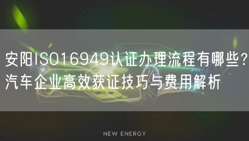 安阳ISO16949认证办理流程有哪些,汽车企业高效获证技巧与费用