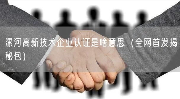漯河高新技术企业认证是啥意思（全网首发包）