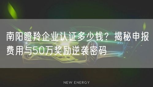 南阳瞪羚企业认证多少钱,申报费用与50万奖励密码