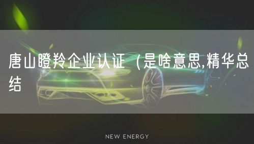 唐山瞪羚企业认证（是啥意思,精华总结
