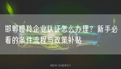 邯郸瞪羚企业认证怎么办理,新手必看的条件流程与政策补贴