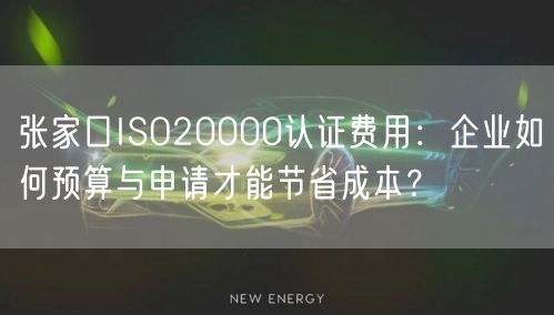 张家口ISO20000认证费用,企业如何预算与申请才能节省成本,