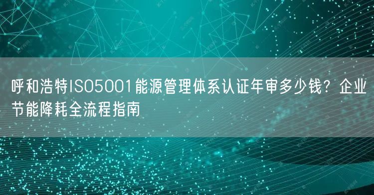 呼和浩特ISO5001能源管理体系认证年审多少钱,企业节能降耗全流程指南