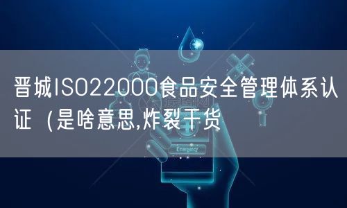 晋城ISO22000食品安全管理体系认证（是啥意思,炸裂干货