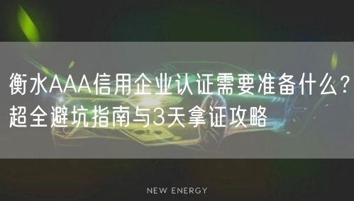 衡水AAA信用企业认证需要准备什么,超全避坑指南与3天拿证攻略