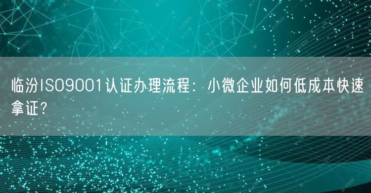 临汾ISO9001认证办理流程,小微企业如何低成本快速拿证,