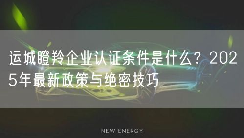 运城瞪羚企业认证条件是什么,2026年最新政策与绝密技巧