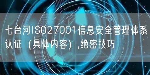 七台河ISO27001信息安全管理体系认证（具体内容）,绝密技巧
