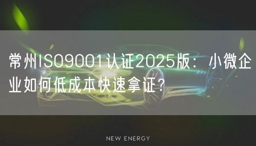 常州ISO9001认证2026版,小微企业如何低成本快速拿证,